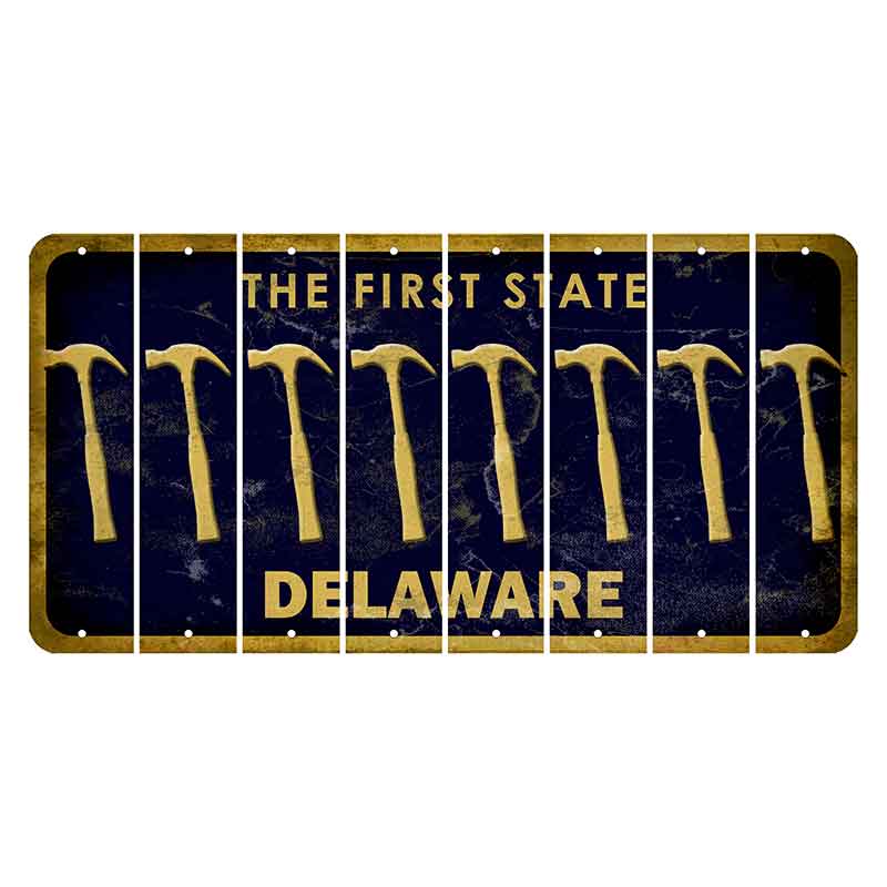 Delaware The First State Cut License Plate Strips (Set of 8) Hammer