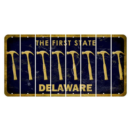 Delaware The First State Cut License Plate Strips (Set of 8) Hammer