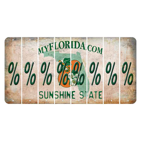 Florida Orange Blossom Cut License Plate Strips (Set of 8) Percent Sign