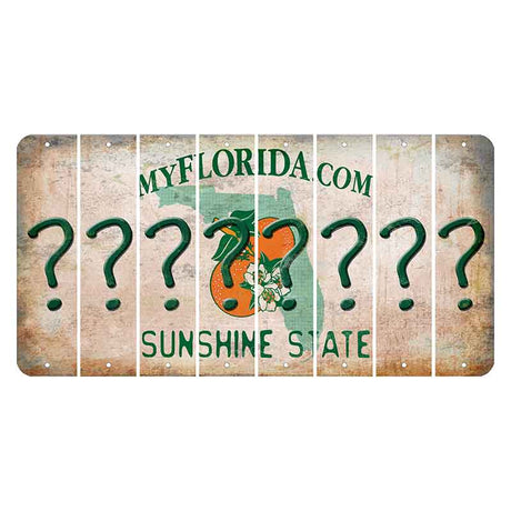 Florida Orange Blossom Cut License Plate Strips (Set of 8) Question Mark