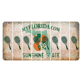 Florida Orange Blossom Cut License Plate Strips (Set of 8) Tennis Racket