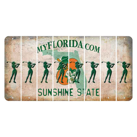 Florida Orange Blossom Cut License Plate Strips (Set of 8) Female Golfer