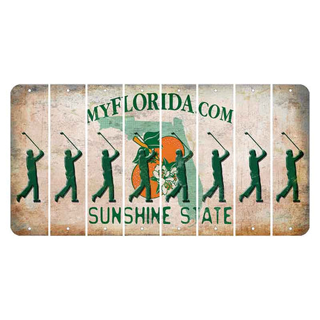 Florida Orange Blossom Cut License Plate Strips (Set of 8) Male Golfer