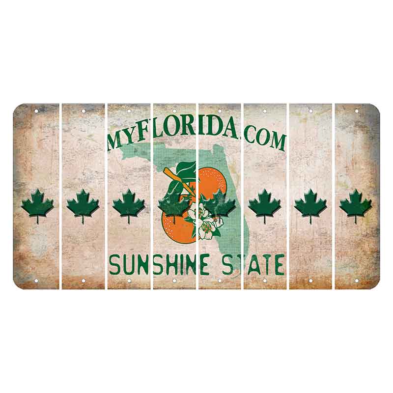 Florida Orange Blossom Cut License Plate Strips (Set of 8) Maple Leaf