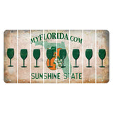 Florida Orange Blossom Cut License Plate Strips (Set of 8) Wine Glass