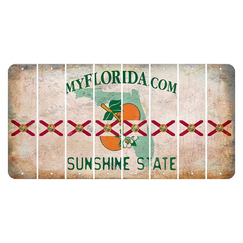 Florida Orange Blossom Cut License Plate Strips (Set of 8) State Flag