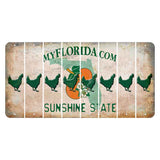 Florida Orange Blossom Cut License Plate Strips (Set of 8) Chicken