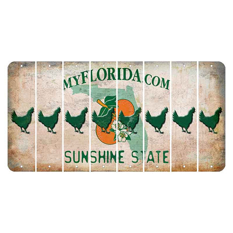Florida Orange Blossom Cut License Plate Strips (Set of 8) Chicken