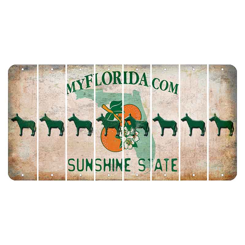 Florida Orange Blossom Cut License Plate Strips (Set of 8) Donkey