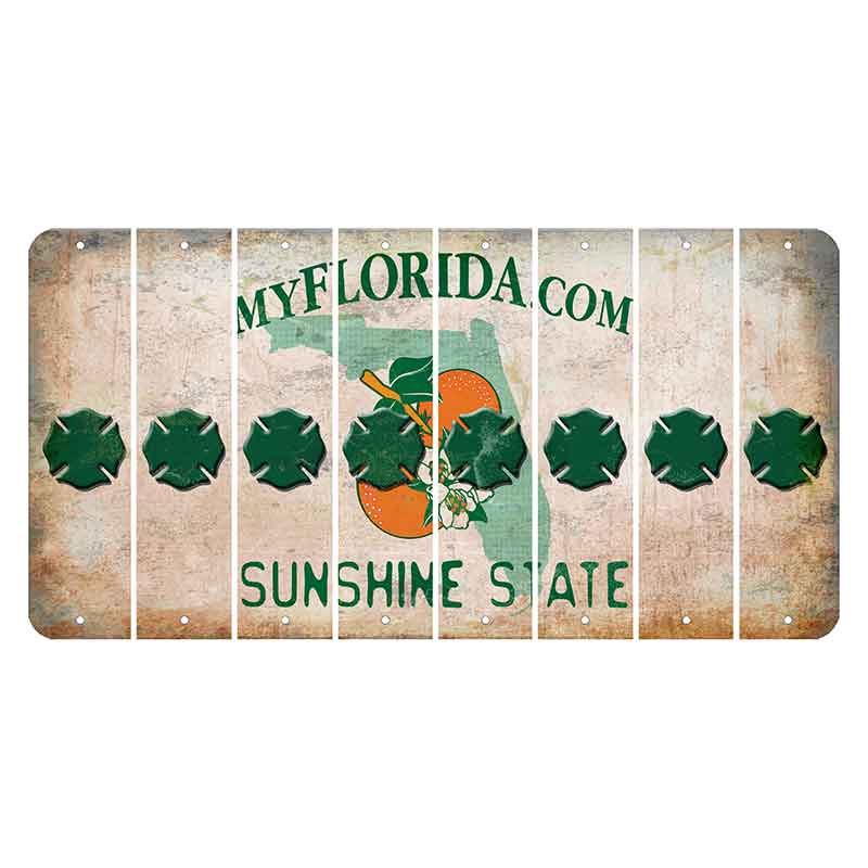 Florida Orange Blossom Cut License Plate Strips (Set of 8) Fire Badge