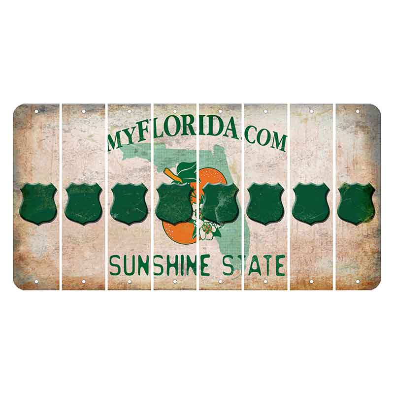 Florida Orange Blossom Cut License Plate Strips (Set of 8) Police Badge
