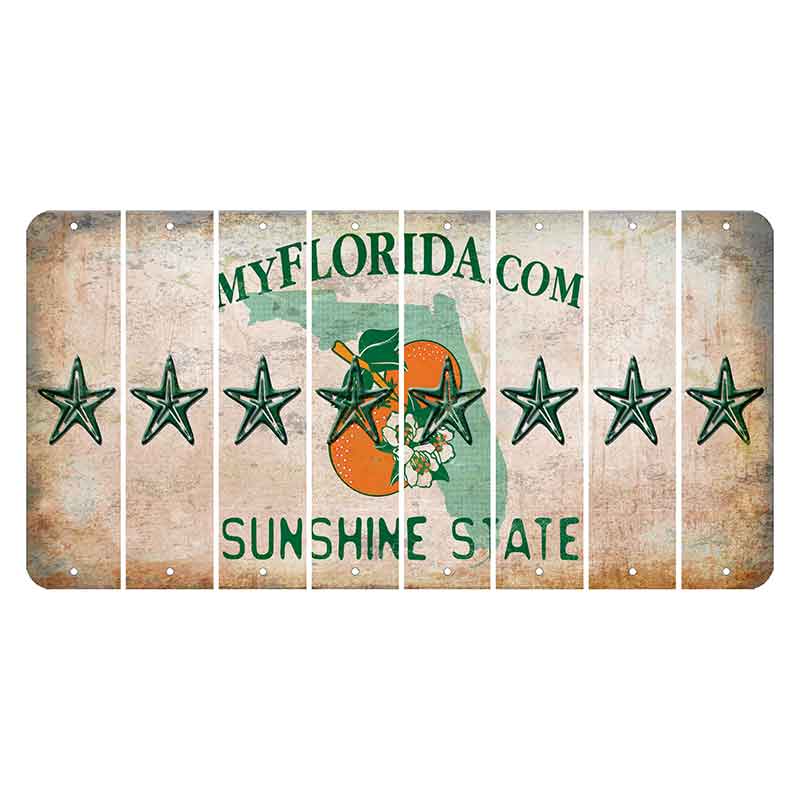 Florida Orange Blossom Cut License Plate Strips (Set of 8) Star Fish