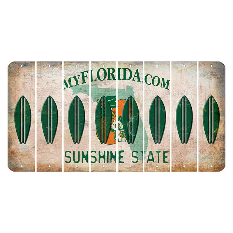 Florida Orange Blossom Cut License Plate Strips (Set of 8) Surfboard