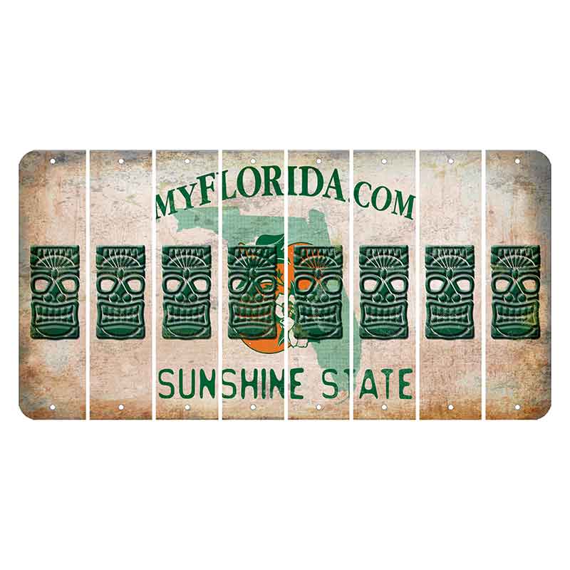 Florida Orange Blossom Cut License Plate Strips (Set of 8) Tiki
