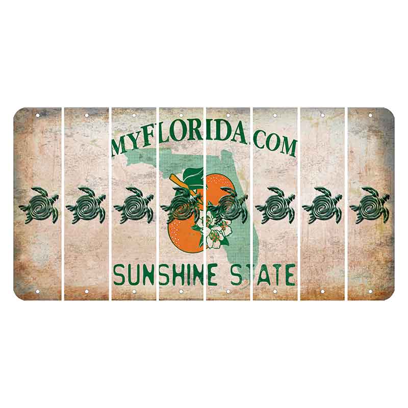 Florida Orange Blossom Cut License Plate Strips (Set of 8) Sea Turtle
