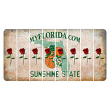 Florida Orange Blossom Cut License Plate Strips (Set of 8) Red Rose