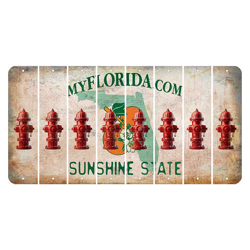 Florida Orange Blossom Cut License Plate Strips (Set of 8) Fire Hydrant