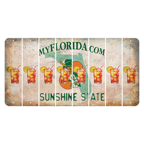 Florida Orange Blossom Cut License Plate Strips (Set of 8) Cocktail
