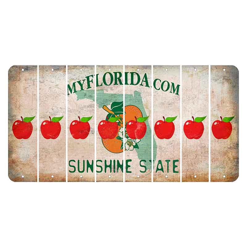 Florida Orange Blossom Cut License Plate Strips (Set of 8) Apple