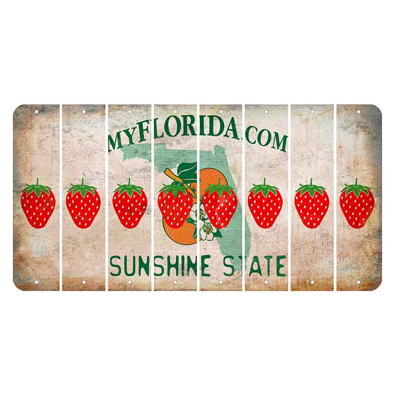 Florida Orange Blossom Cut License Plate Strips (Set of 8) Strawberry