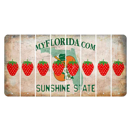 Florida Orange Blossom Cut License Plate Strips (Set of 8) Strawberry