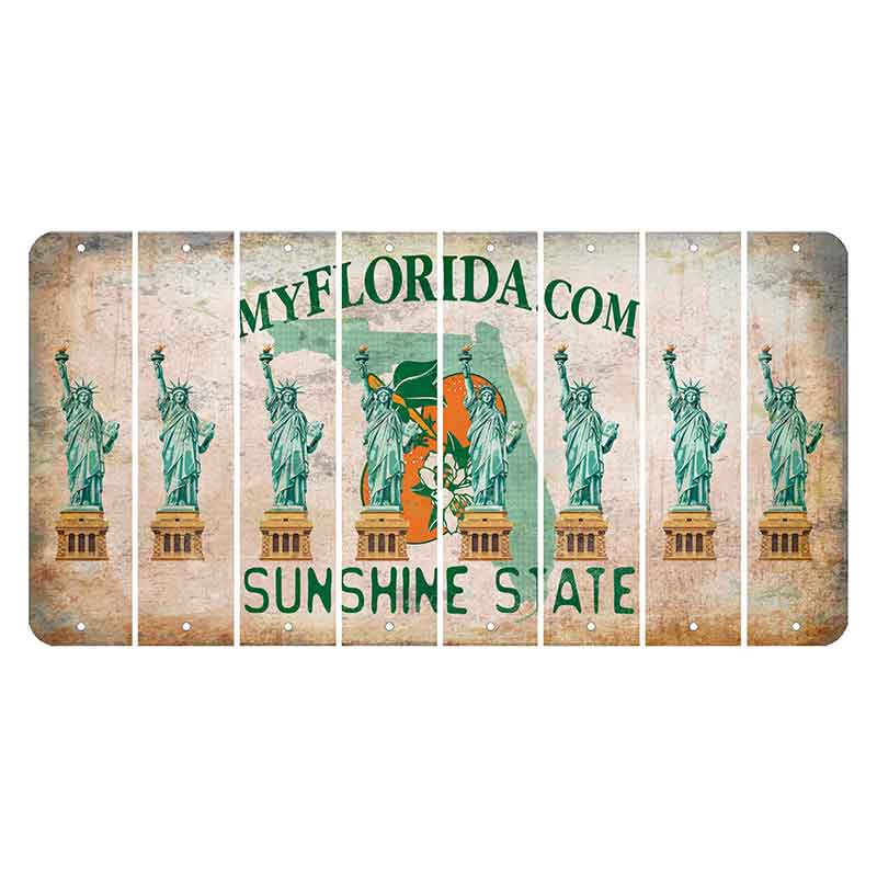 Florida Orange Blossom Cut License Plate Strips (Set of 8) Statue of Liberty