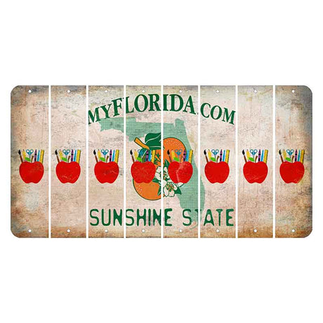 Florida Orange Blossom Cut License Plate Strips (Set of 8) Teacher Apple