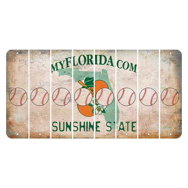 Florida Orange Blossom Cut License Plate Strips (Set of 8) Baseball