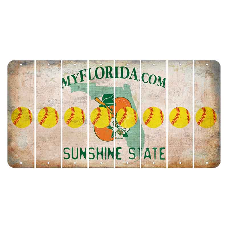 Florida Orange Blossom Cut License Plate Strips (Set of 8) Softball