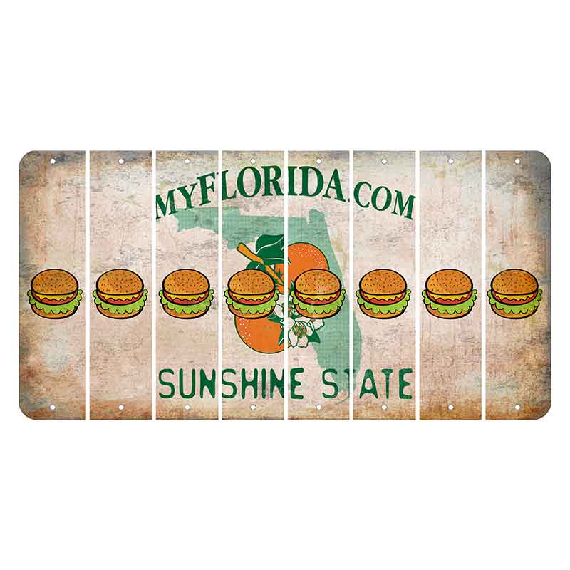 Florida Orange Blossom Cut License Plate Strips (Set of 8) Hamburger