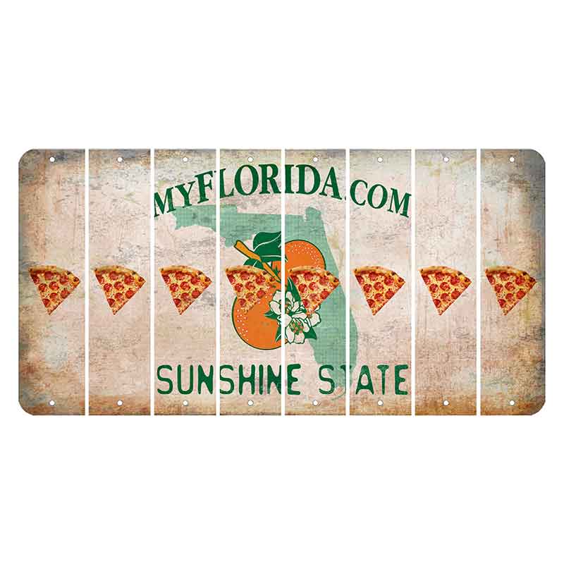 Florida Orange Blossom Cut License Plate Strips (Set of 8) Pizza
