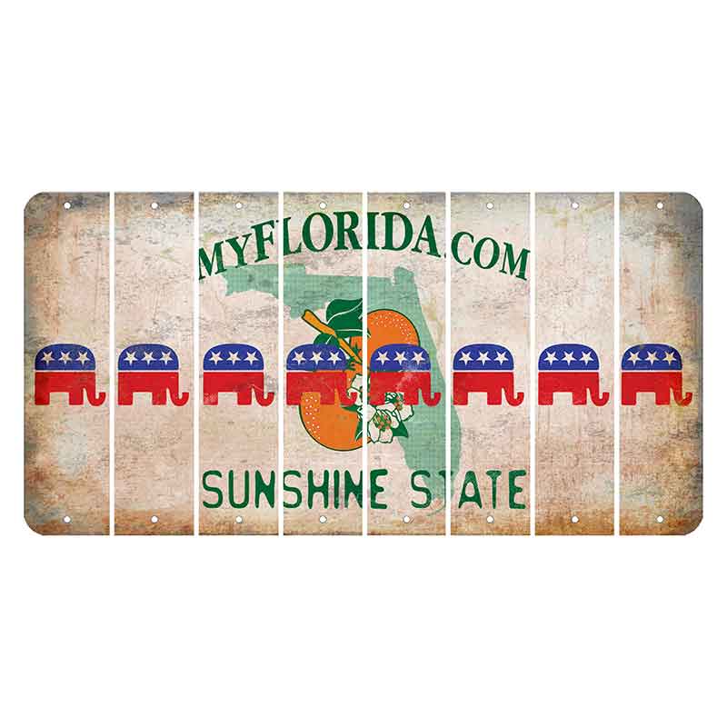 Florida Orange Blossom Cut License Plate Strips (Set of 8) Republican