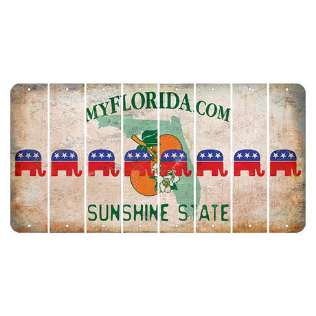 Florida Orange Blossom Cut License Plate Strips (Set of 8) Republican