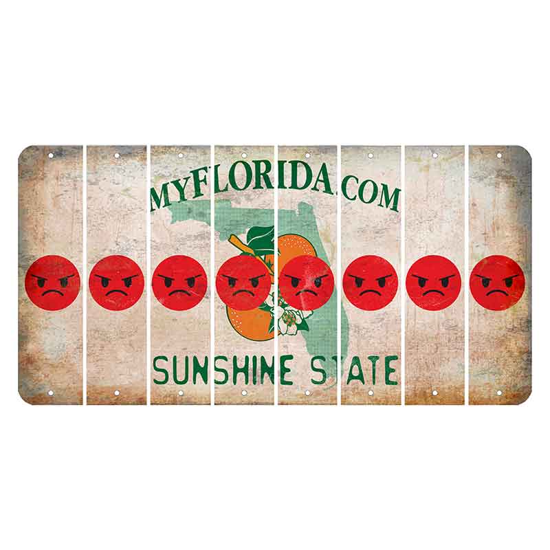 Florida Orange Blossom Cut License Plate Strips (Set of 8) Emoji - Angry
