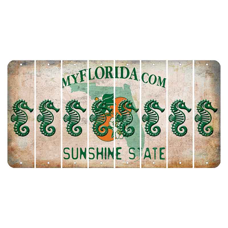 Florida Orange Blossom Cut License Plate Strips (Set of 8) Seahorse