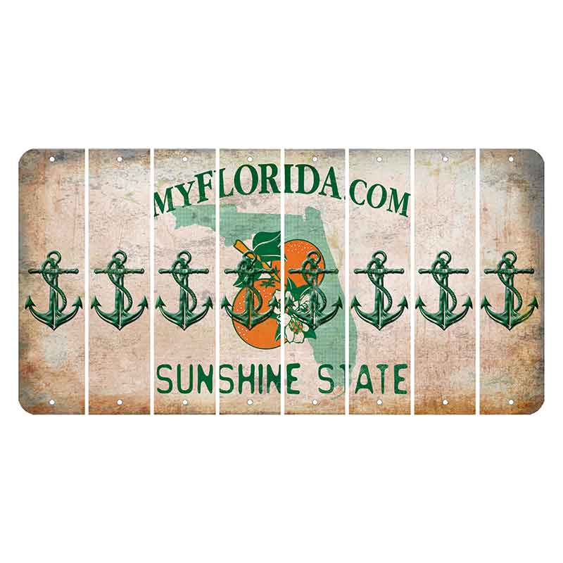 Florida Orange Blossom Cut License Plate Strips (Set of 8) Boat Anchor