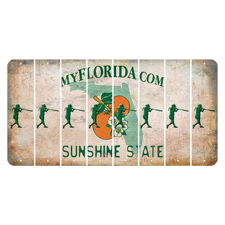 Florida Orange Blossom Cut License Plate Strips (Set of 8) Softball Batter