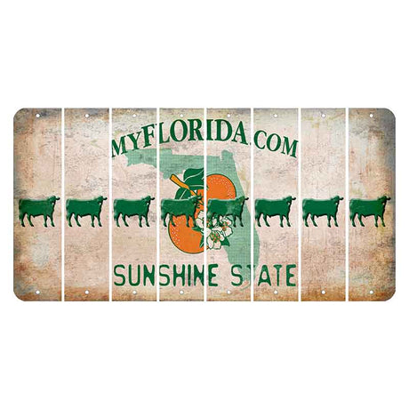 Florida Orange Blossom Cut License Plate Strips (Set of 8) Dairy Cow