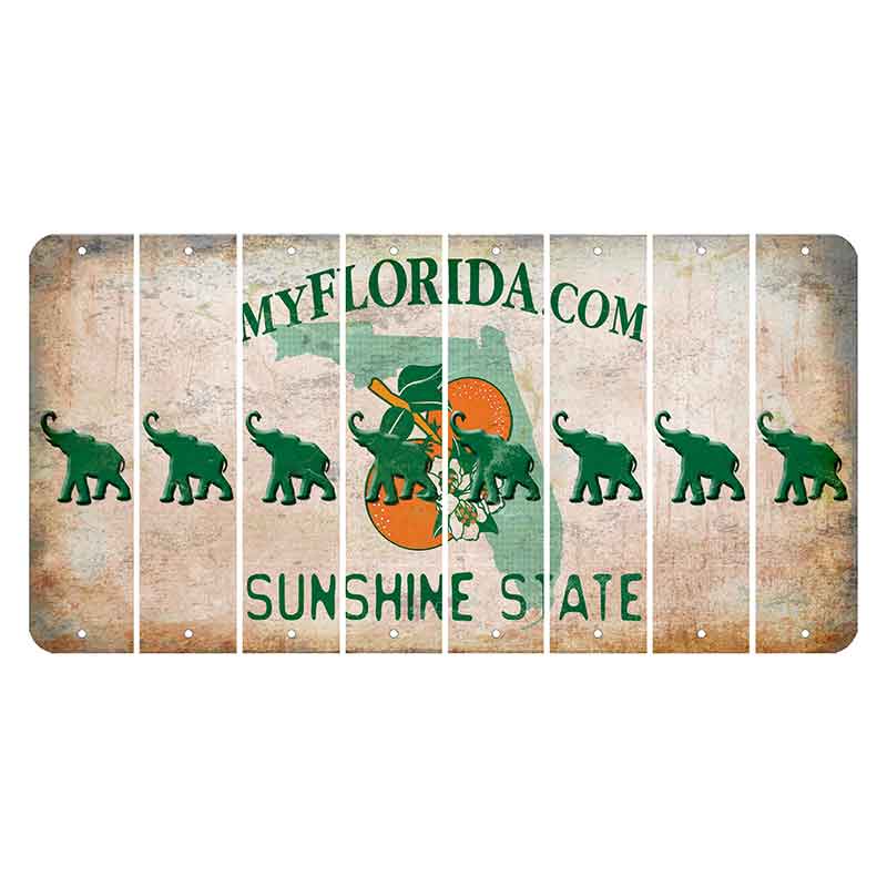 Florida Orange Blossom Cut License Plate Strips (Set of 8) Elephant