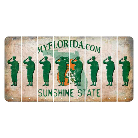 Florida Orange Blossom Cut License Plate Strips (Set of 8) Soldier - Saluting