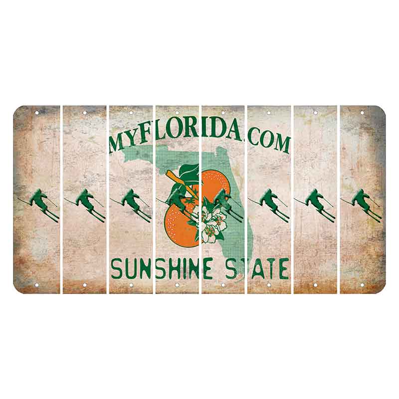 Florida Orange Blossom Cut License Plate Strips (Set of 8) Skier
