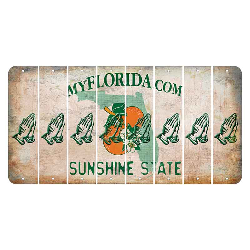 Florida Orange Blossom Cut License Plate Strips (Set of 8) Praying Hands