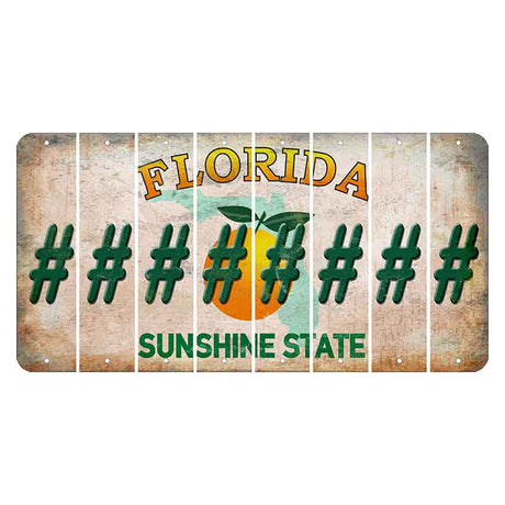Florida Citrus Orange Cut License Plate Strips (Set of 8) Hashtag