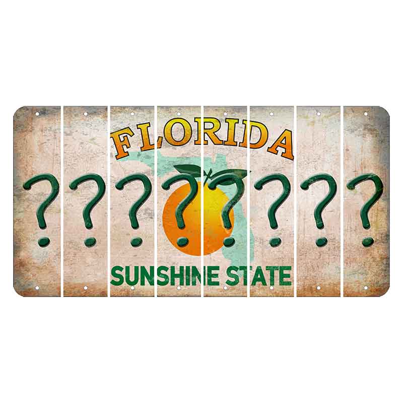 Florida Citrus Orange Cut License Plate Strips (Set of 8) Question Mark