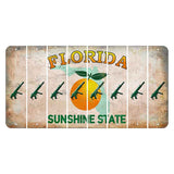 Florida Citrus Orange Cut License Plate Strips (Set of 8) Submachine Gun