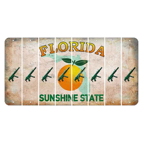Florida Citrus Orange Cut License Plate Strips (Set of 8) Submachine Gun