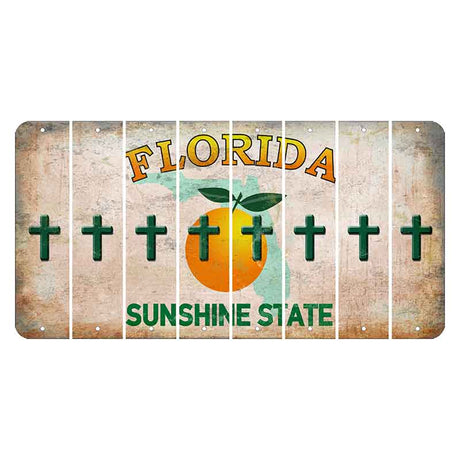 Florida Citrus Orange Cut License Plate Strips (Set of 8) Cross