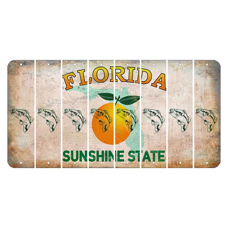 Florida Citrus Orange Cut License Plate Strips (Set of 8) Fish