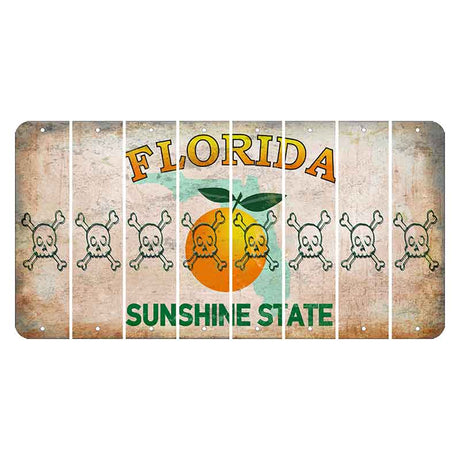 Florida Citrus Orange Cut License Plate Strips (Set of 8) Skull & Bones