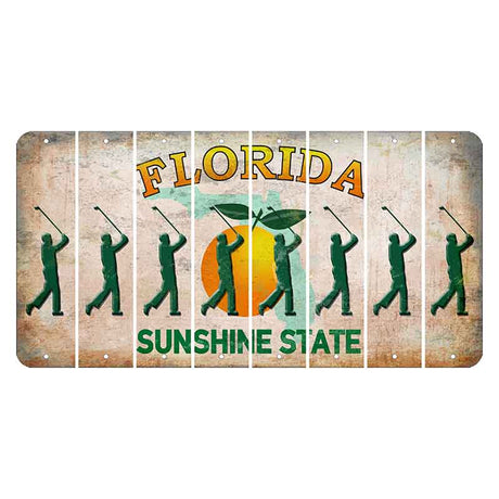Florida Citrus Orange Cut License Plate Strips (Set of 8) Male Golfer
